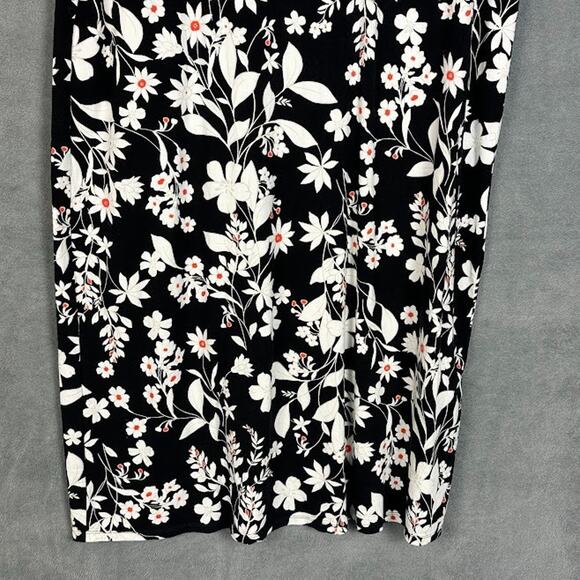J Jill Wearever Collection Dress Womens Medium Black Floral Short Sleeve Stretch - Picture 3 of 14